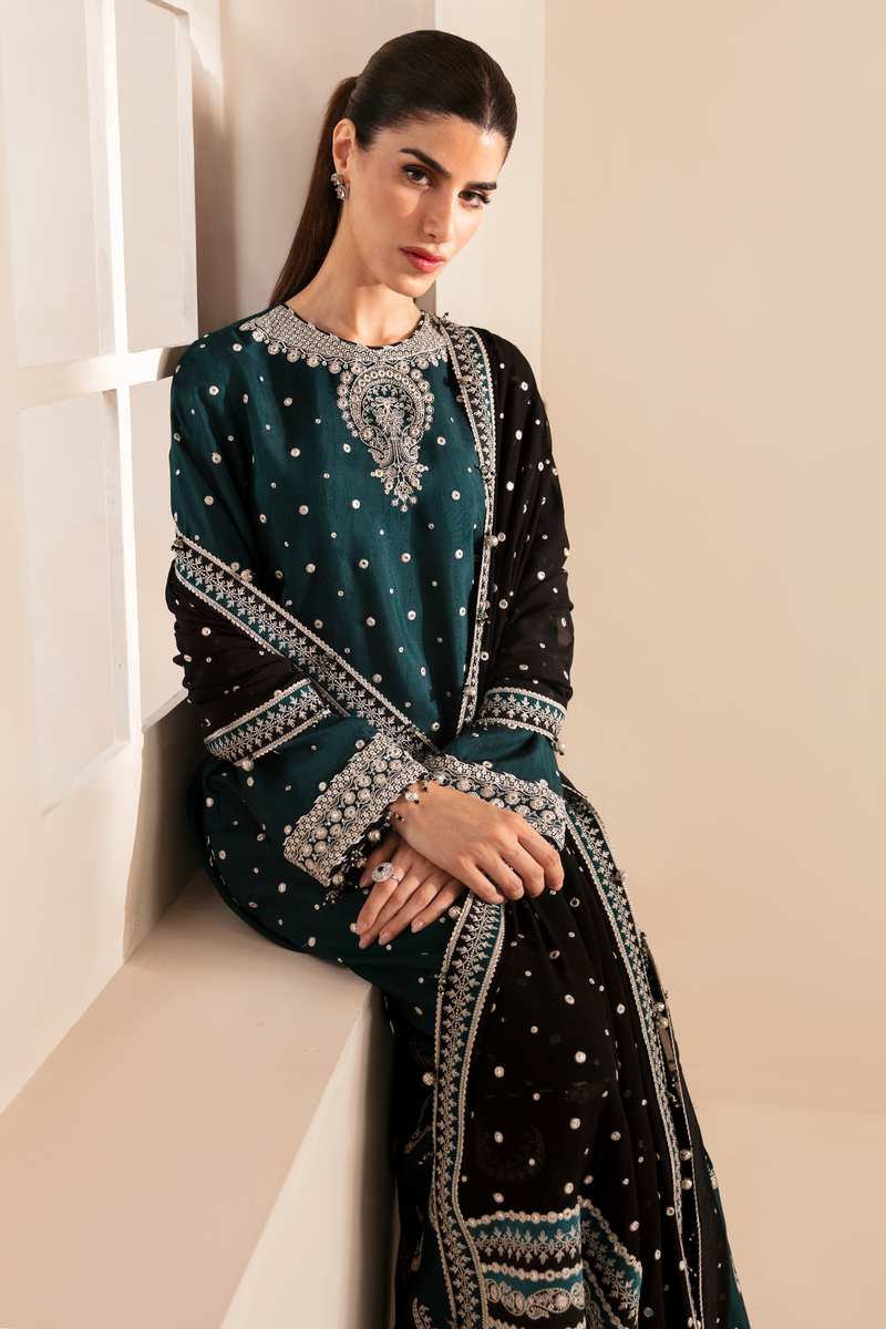JAZMIN EMBROIDERED RAW SILK - 3 PC UNSTITCHED