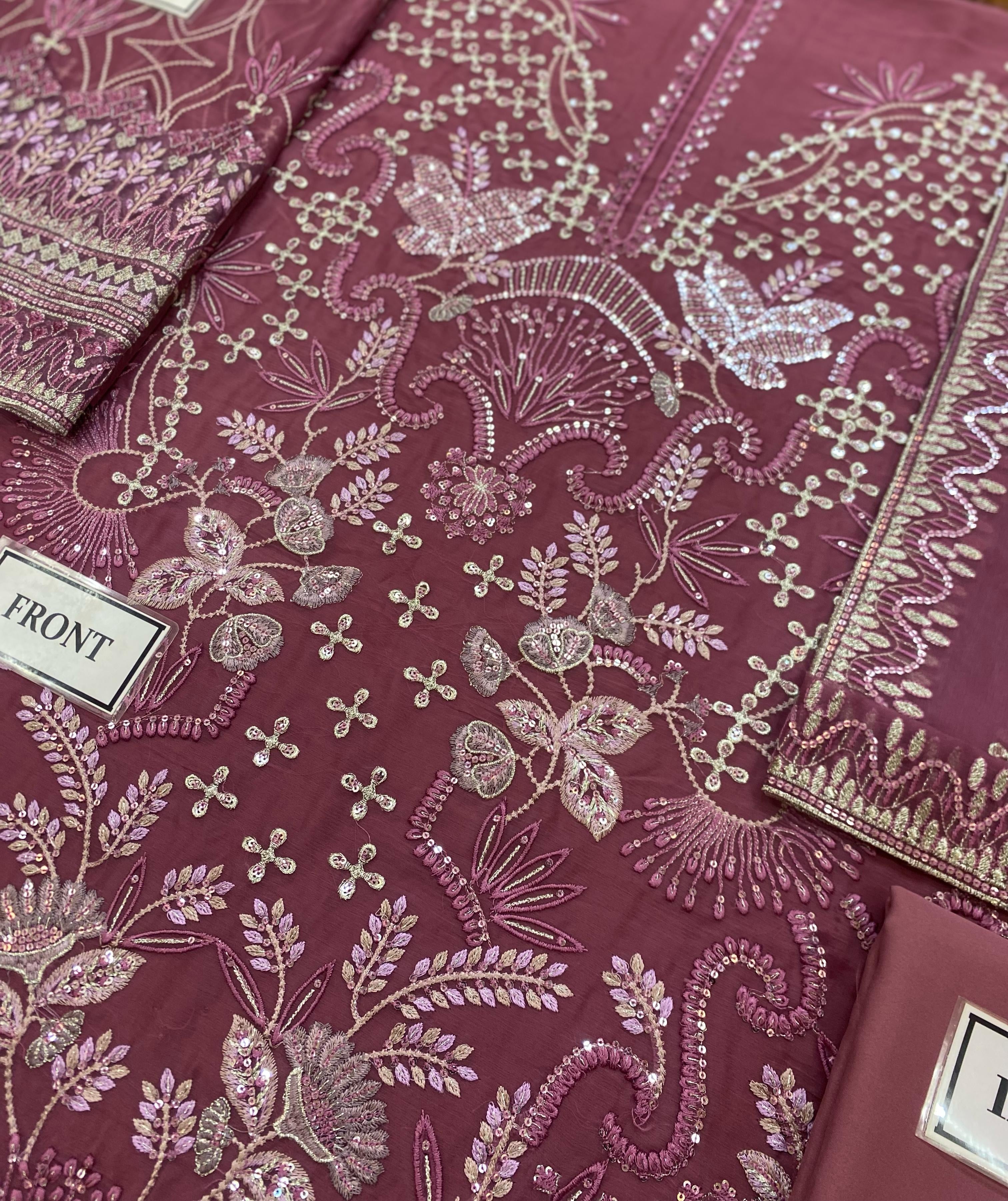 FLOSSIE LUXURY EMBROIDERED CHIFFON - 3 PC UNSTITCHED