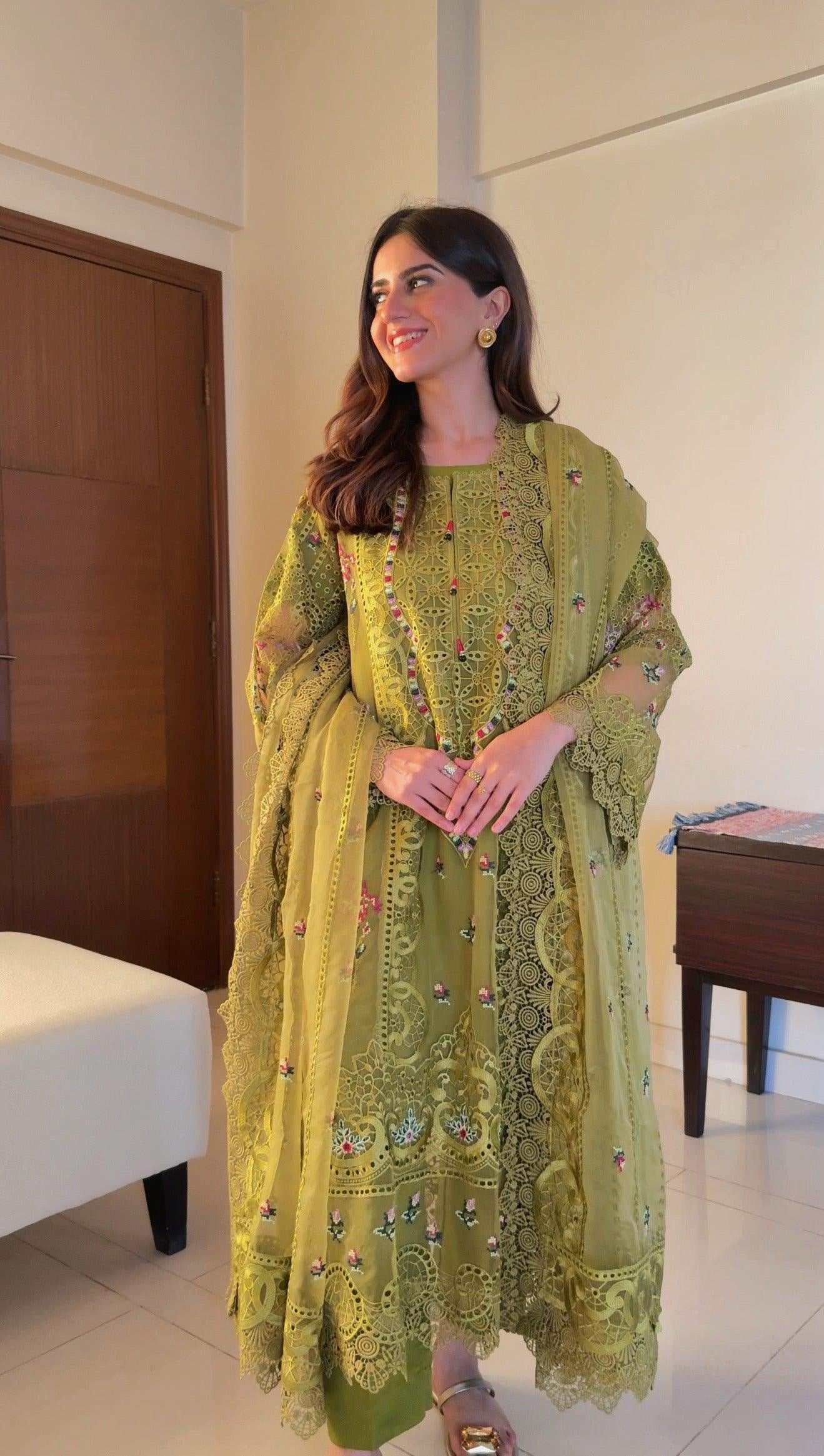 HOORAIN’S PRET LUXURY EMBROIDERED CUTWORK ORGANZA - 3 PC STITCHED