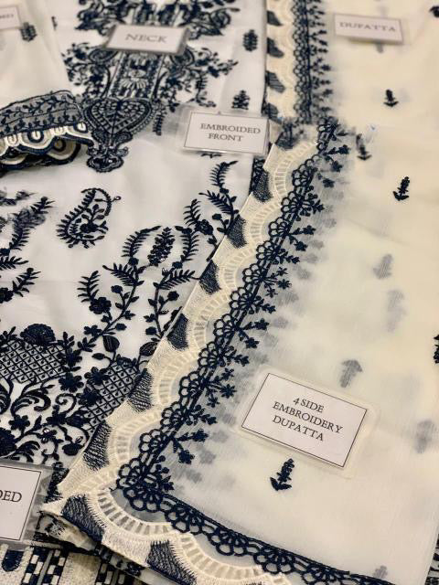 ASIM JOFA EMBROIDERED CHIFFON - 3 PC UNSTITCHED