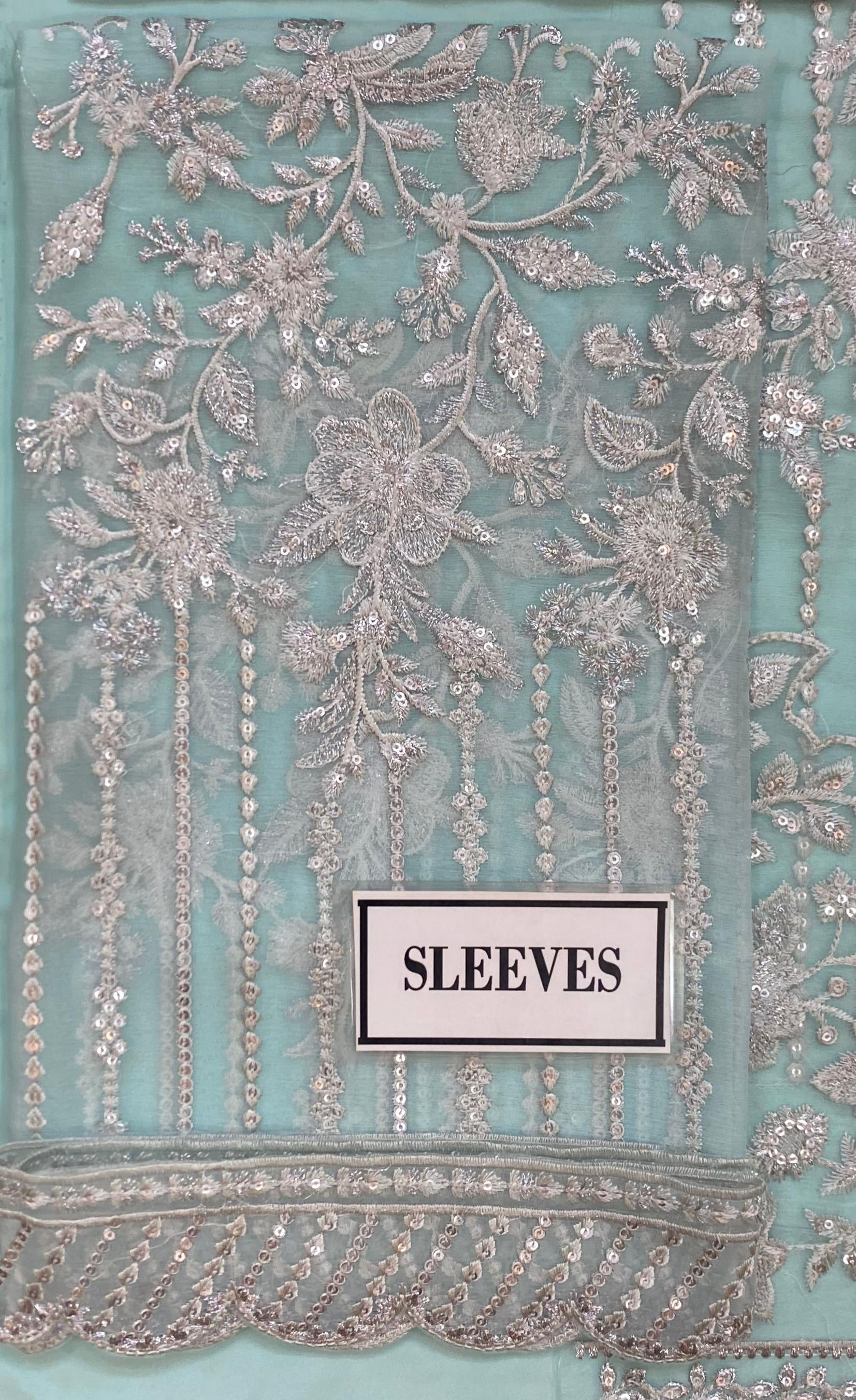 AZURE EMBROIDERED SEMI PURE CHIFFON - 3 PC UNSTITCHED