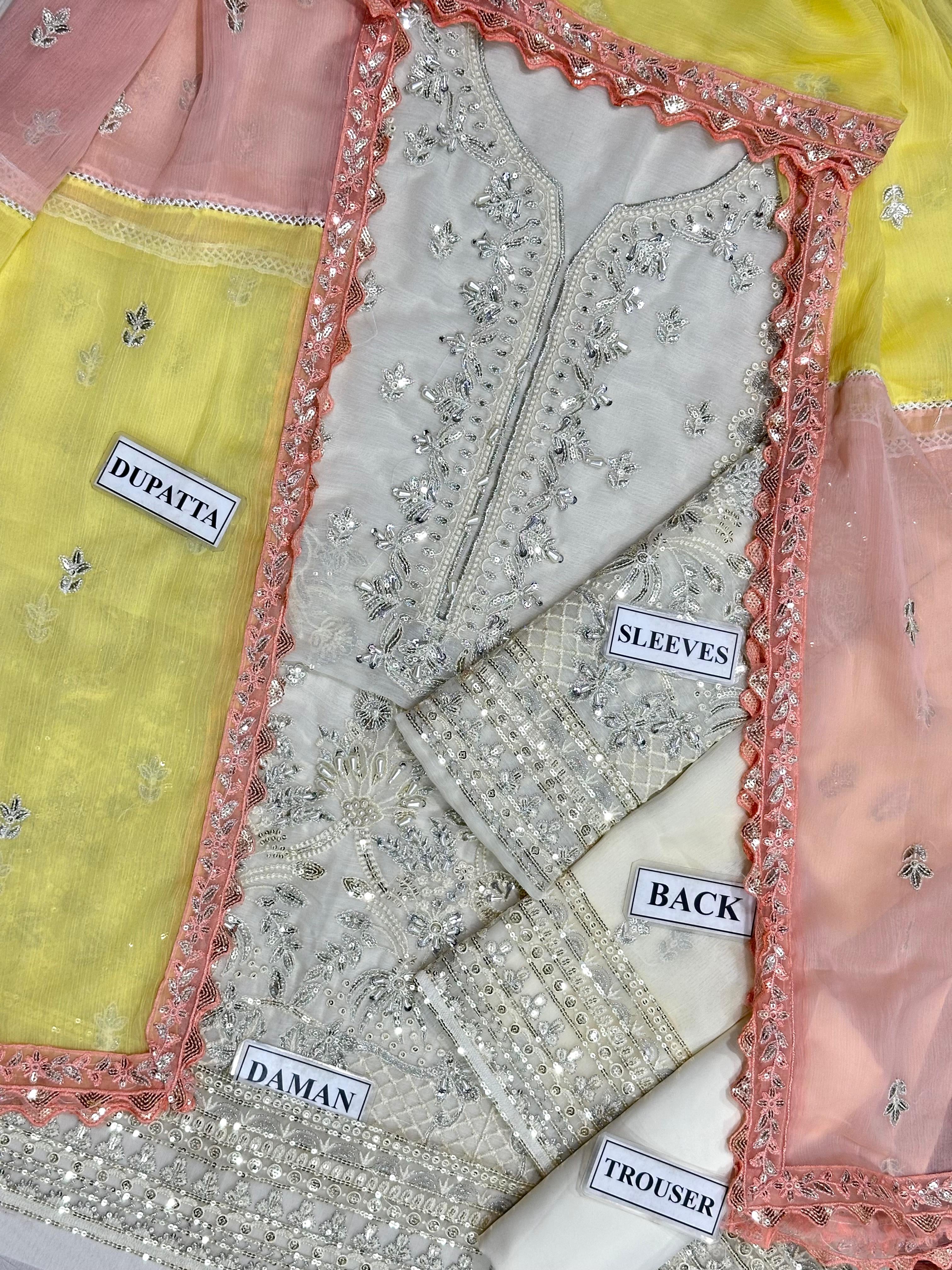 GULAAL LUXURY EMBROIDERED CHIFFON - 3 PC UNSTITCHED