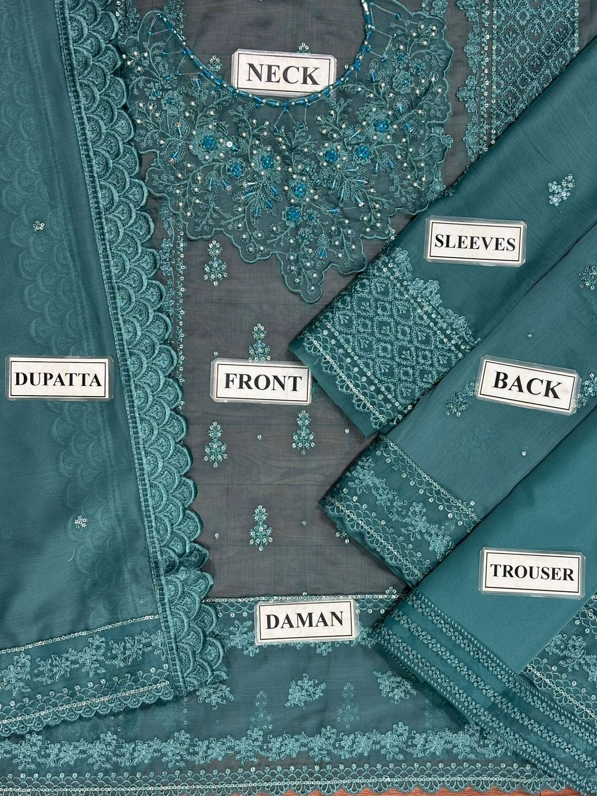 AZURE EMBROIDERED CHIFFON - 3 PC UNSTITCHED