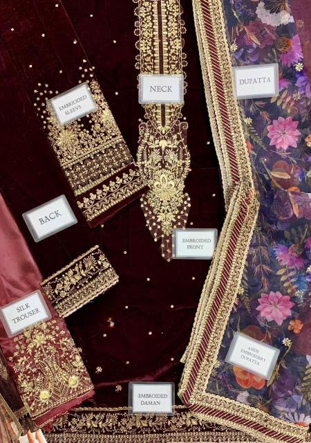 JAZMIN EMBROIDERED VELVET FORMAL 3 PIECES UNSTITCHED