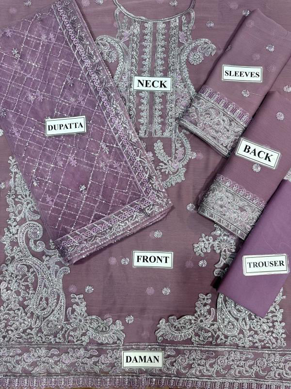 ASIM JOFA EMBROIDERED CHIFFON - 3 PC UNSTITCHED