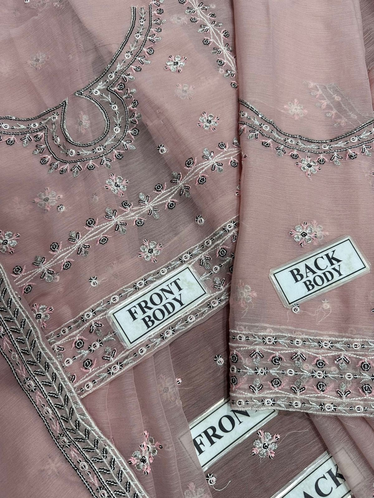 ASIM JOFA EMBROIDERED CHIFFON FROCK - 3 PC UNSTITCHED