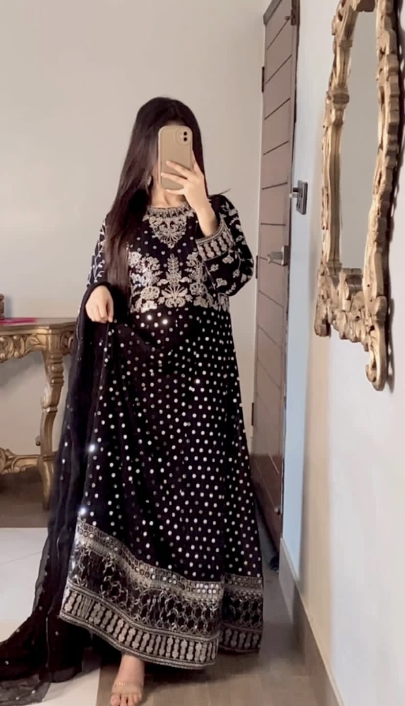 HOORAINS PRET LUXURY EMBROIDERED CHIFFON FROCK - 3 PC STITCHED