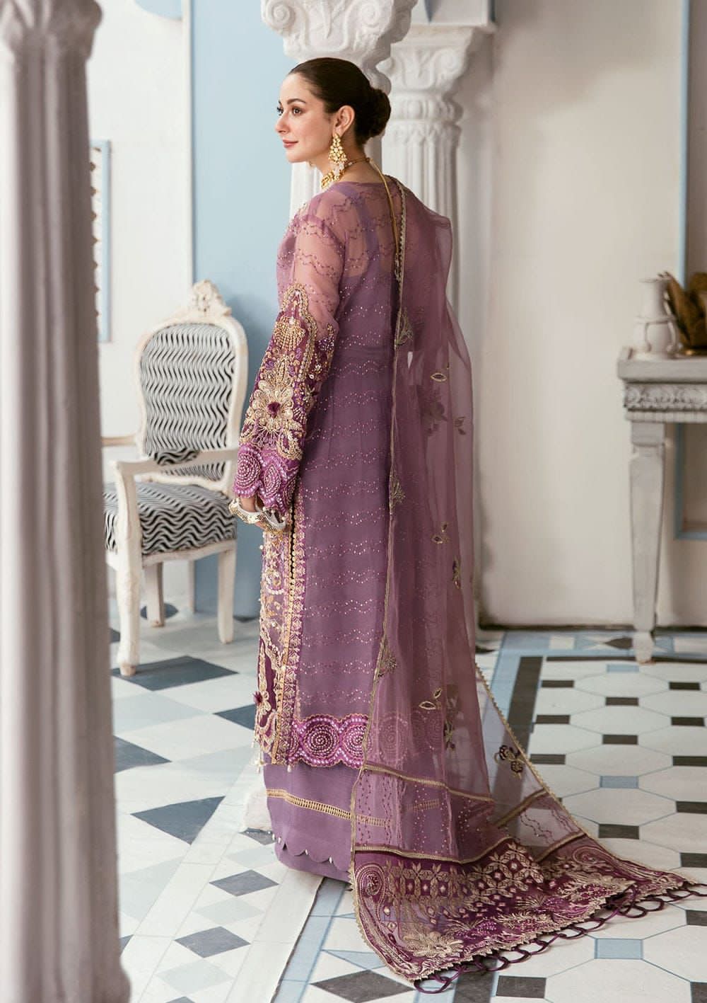 ELAF LUXURY EMBROIDERED HANDWORK ORGANZA - 3 PC UNSTITCHED