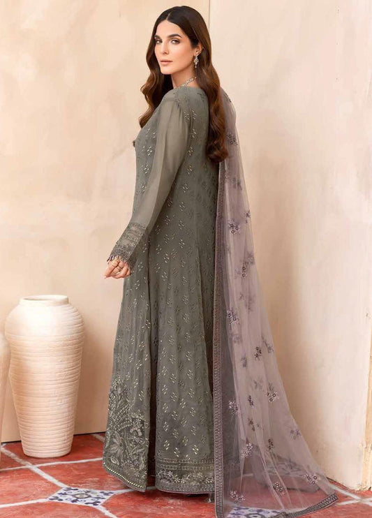 FLOSSIE LUXURY EMBROIDERED CHIFFON - 3 PC UNSTITCHED