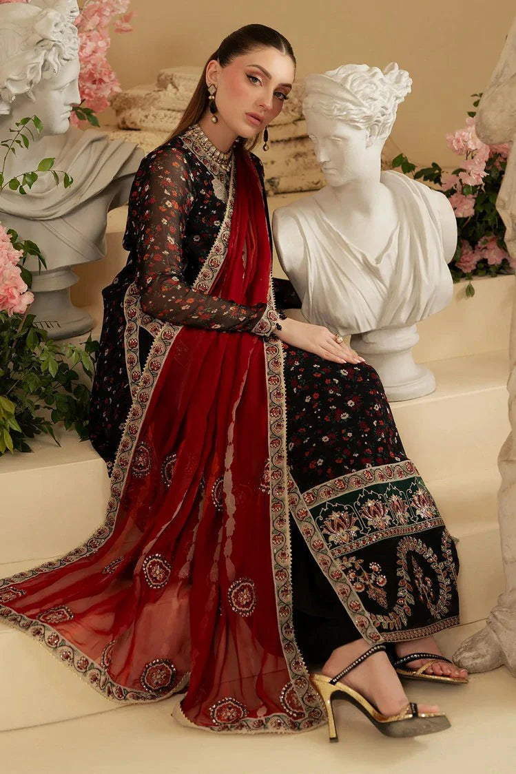 NUREH PRINTED EMBROIDERED CHIFFON - 3 PC UNSTITCHED