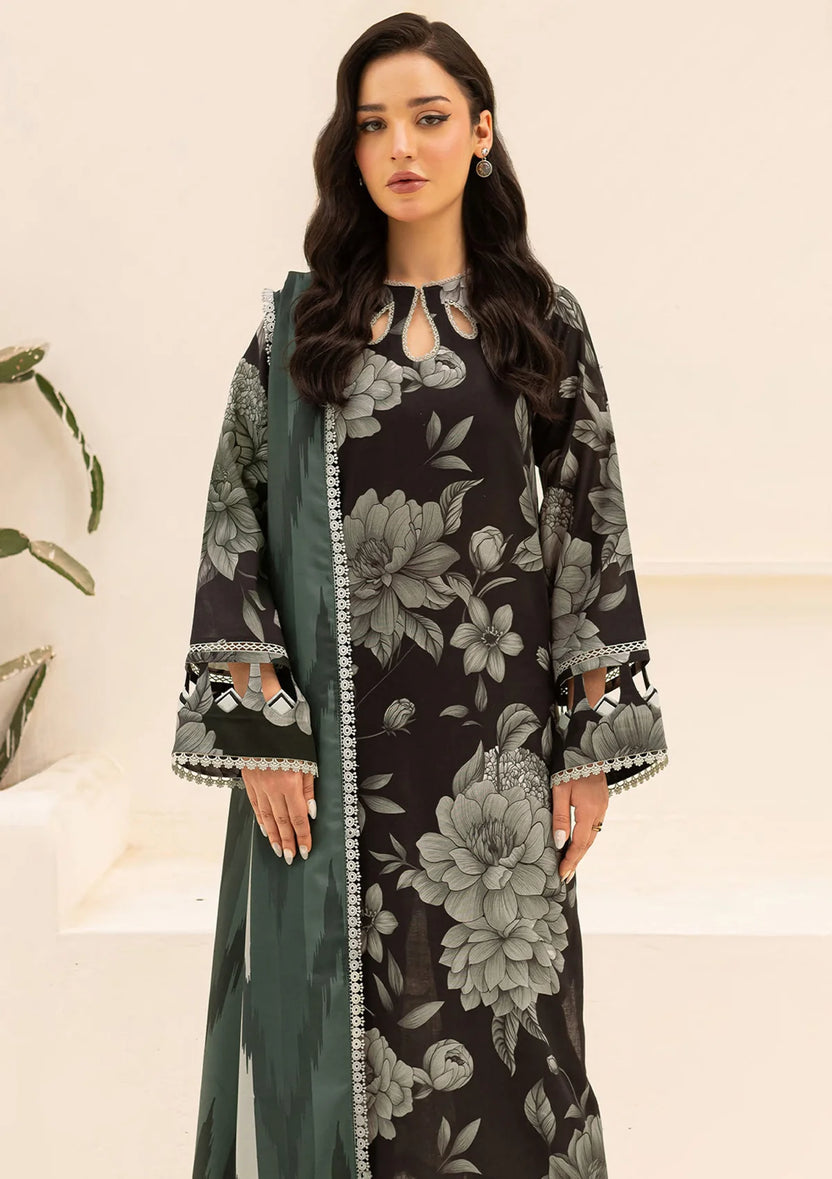 FARASHA DIGITAL PRINTED EMBROIDERED LAWN - 3 PC UNSTITCHED