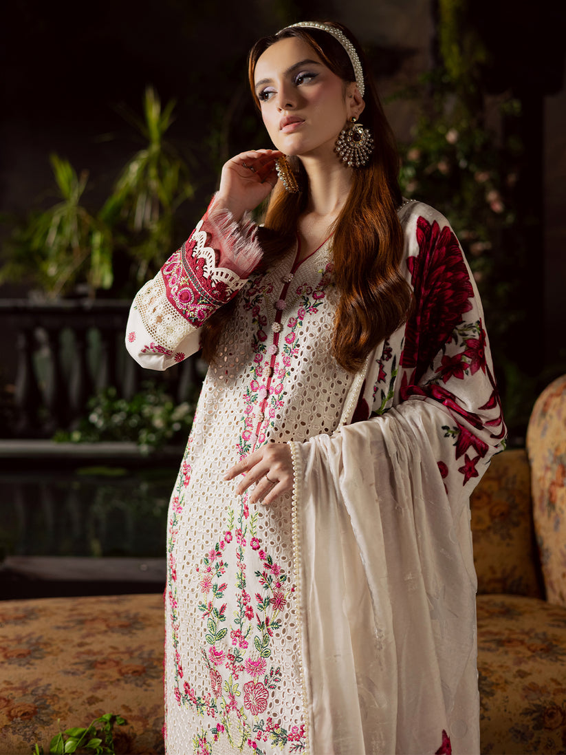 MAHNUR EMBROIDERED CHIKANKARI LAWN - 3 PC UNSTITCHED