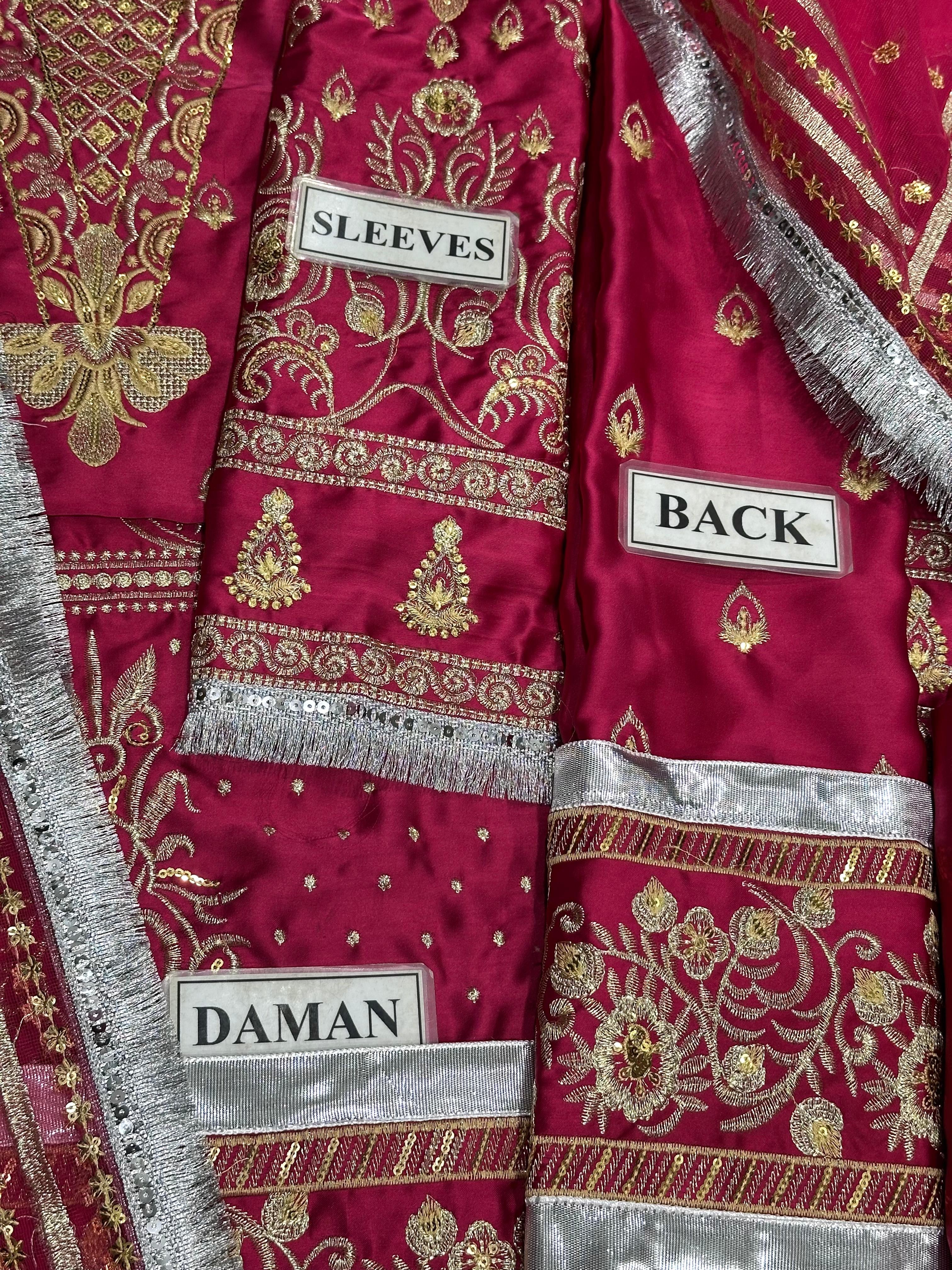 EMBROIDERED SILK DRESS - 3 PC UNSTITCHED