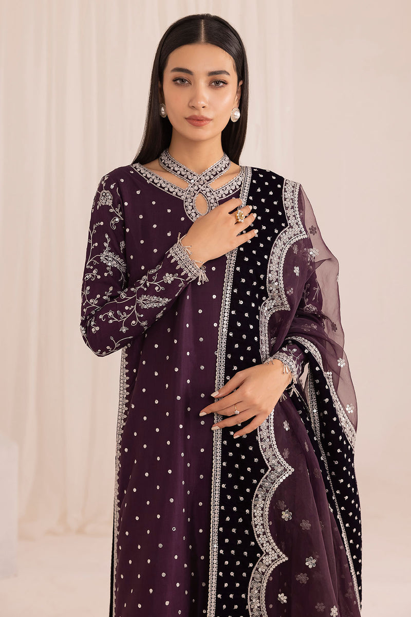 JAZMIN EMBROIDERED RAW SILK FORMALS - 3 PC UNSTITCHED