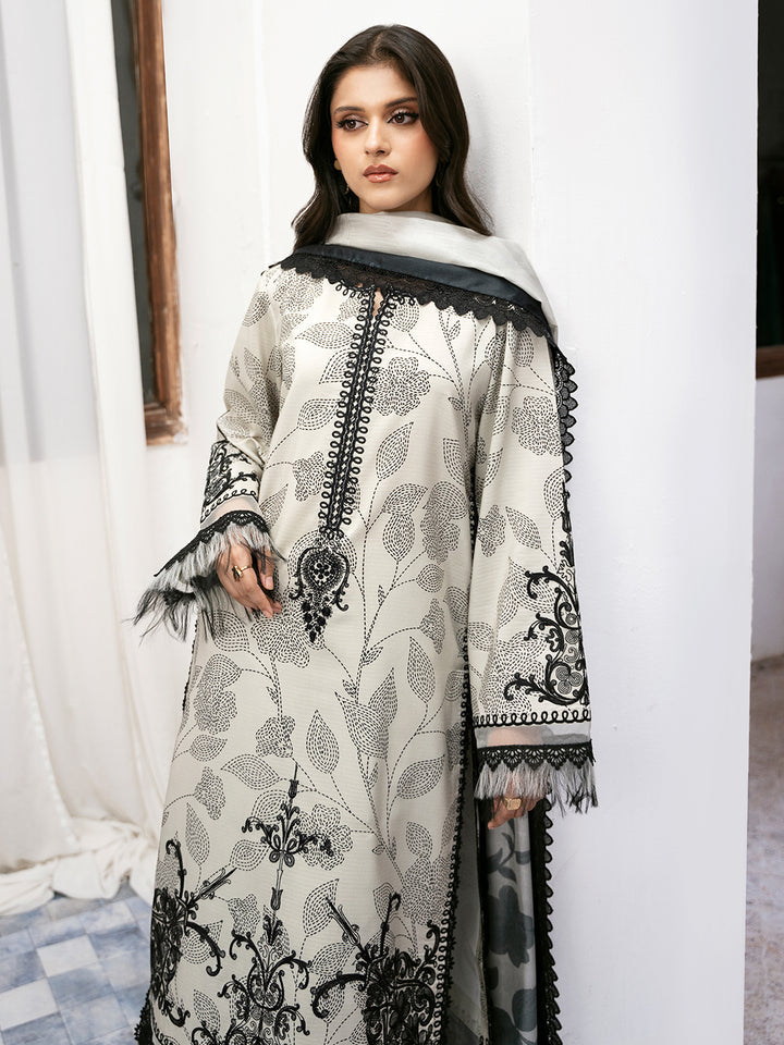 BIN ILYAS DIGITAL PRINTED EMBROIDERED LAWN - 3 PC UNSTITCHED