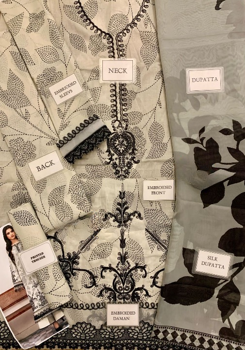 BIN ILYAS DIGITAL PRINTED EMBROIDERED LAWN - 3 PC UNSTITCHED