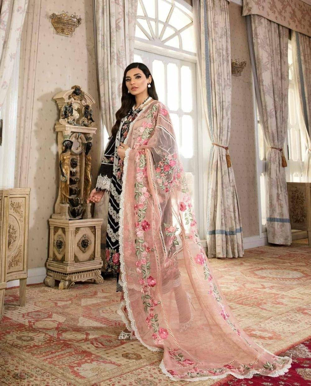CRIMSON EMBROIDERED CHIKANKARI LAWN - 3 PC UNSTITCHED