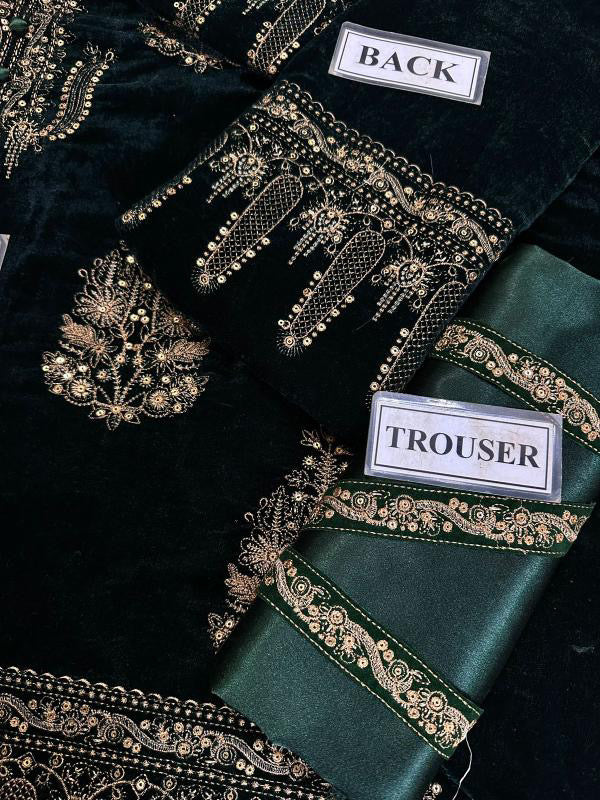 JAZMIN LUXURY EMBROIDERED VELVET - 3 PC UNSTITCHED