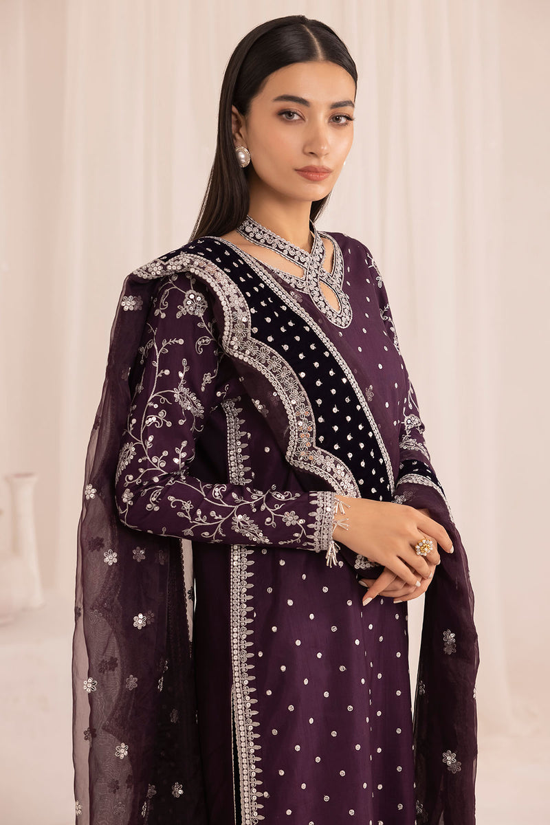 JAZMIN EMBROIDERED RAW SILK FORMALS - 3 PC UNSTITCHED