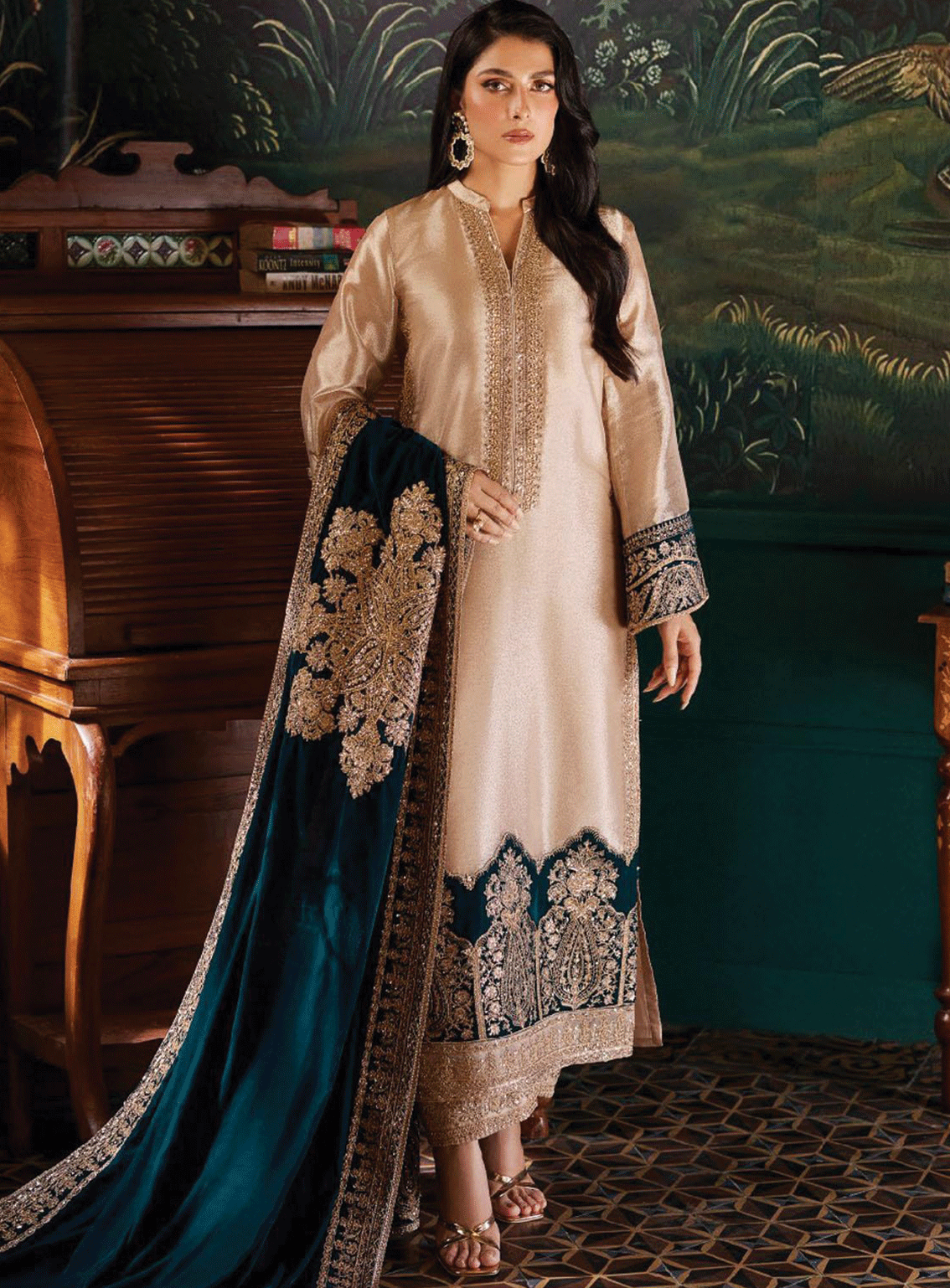 ZAINAB CHOTTANI EMBROIDERED MYSOORI VELVET - 3 PC UNSTITCHED