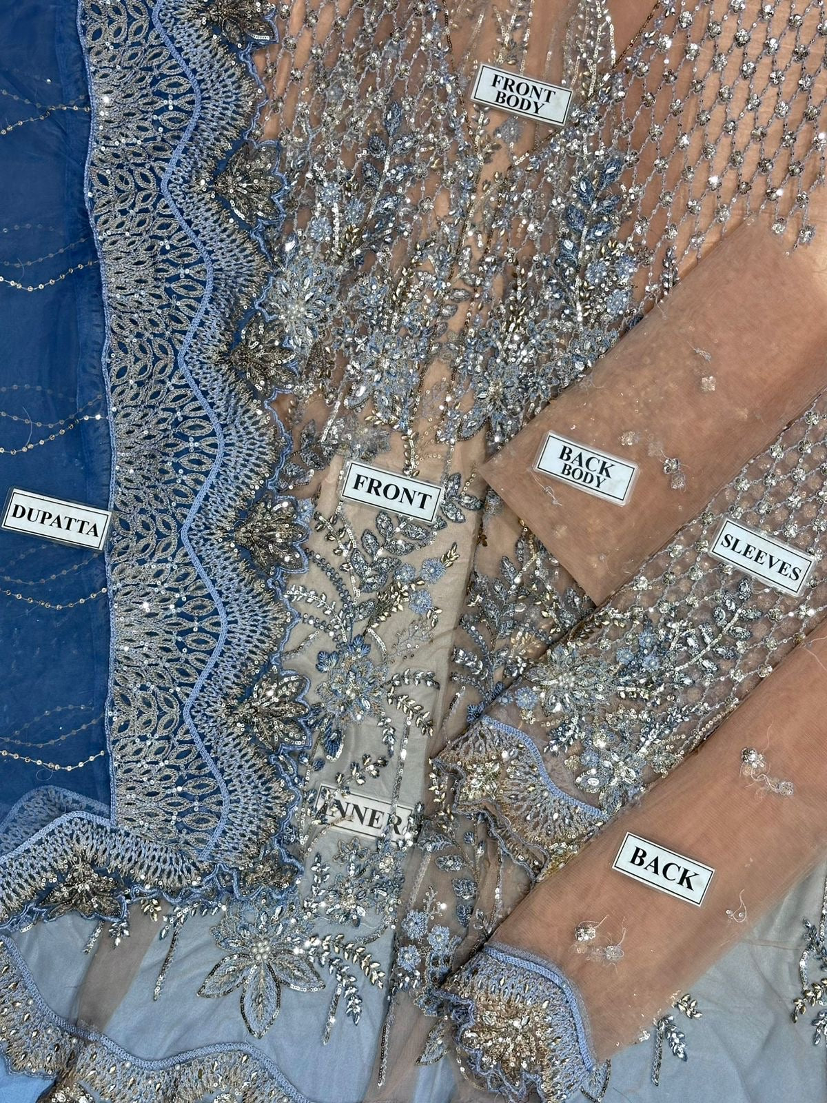 MARIA B EMBROIDERED NET FROK - 3 PC UNSTITCHED