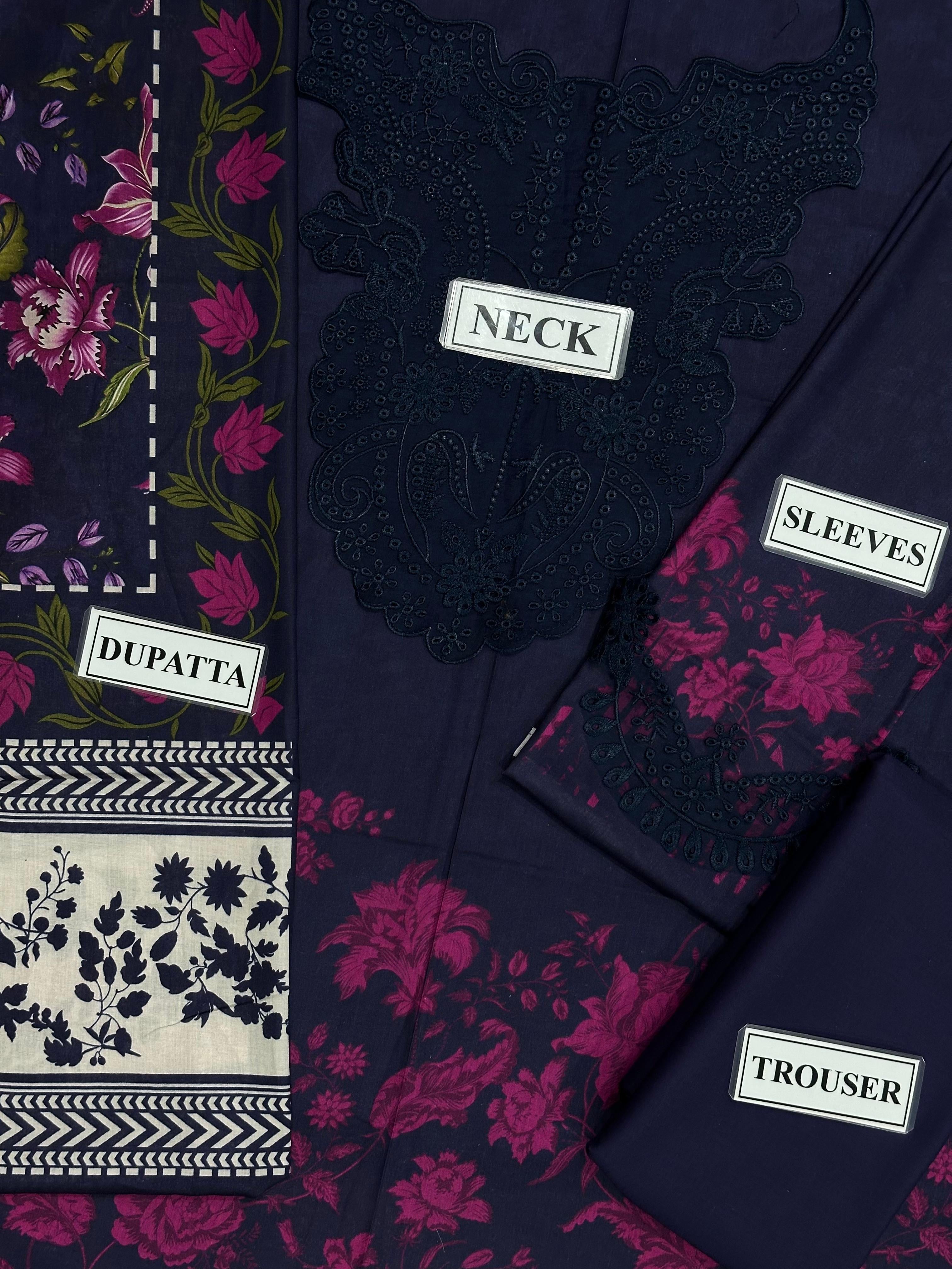 XENIA DIGITAL PRINTED EMBROIDERED LAWN - 3 PC UNSTITCHED