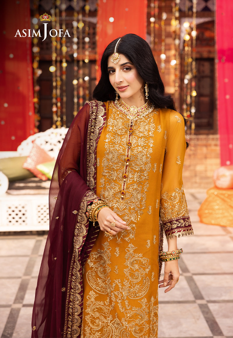 ASIM JOFA EMBROIDERED SEMI PURE CHIFFON - 3 PC UNSTITCHED