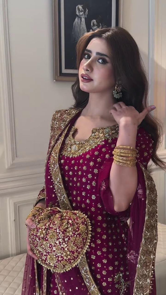 HARIS SHAKEEL LUXURY CHIFFON EMBROIDERED - 3 PC UNSTITCHED