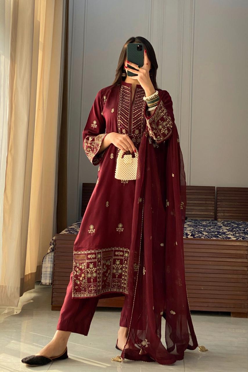HOORAIN’S PRET EMBROIDERED COTTON SILK - 3 PC STITCHED