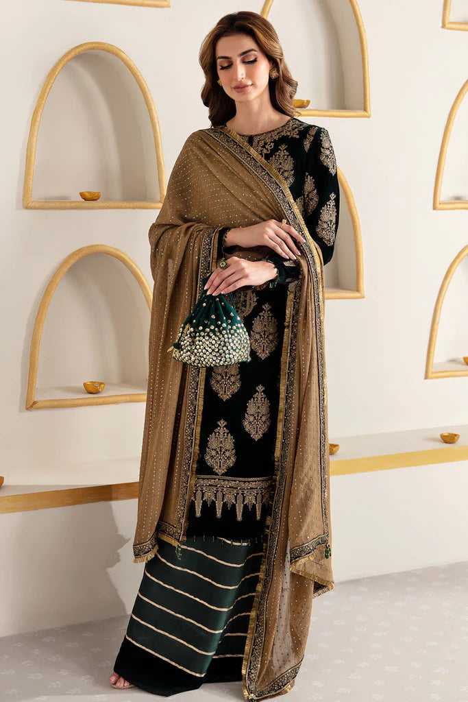 JAZMIN LUXURY EMBROIDERED VELVET - 3 PC UNSTITCHED
