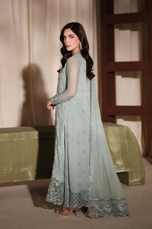 AZURE EMBROIDERED CHIFFON DRESS - 3 PC UNSTITCHED