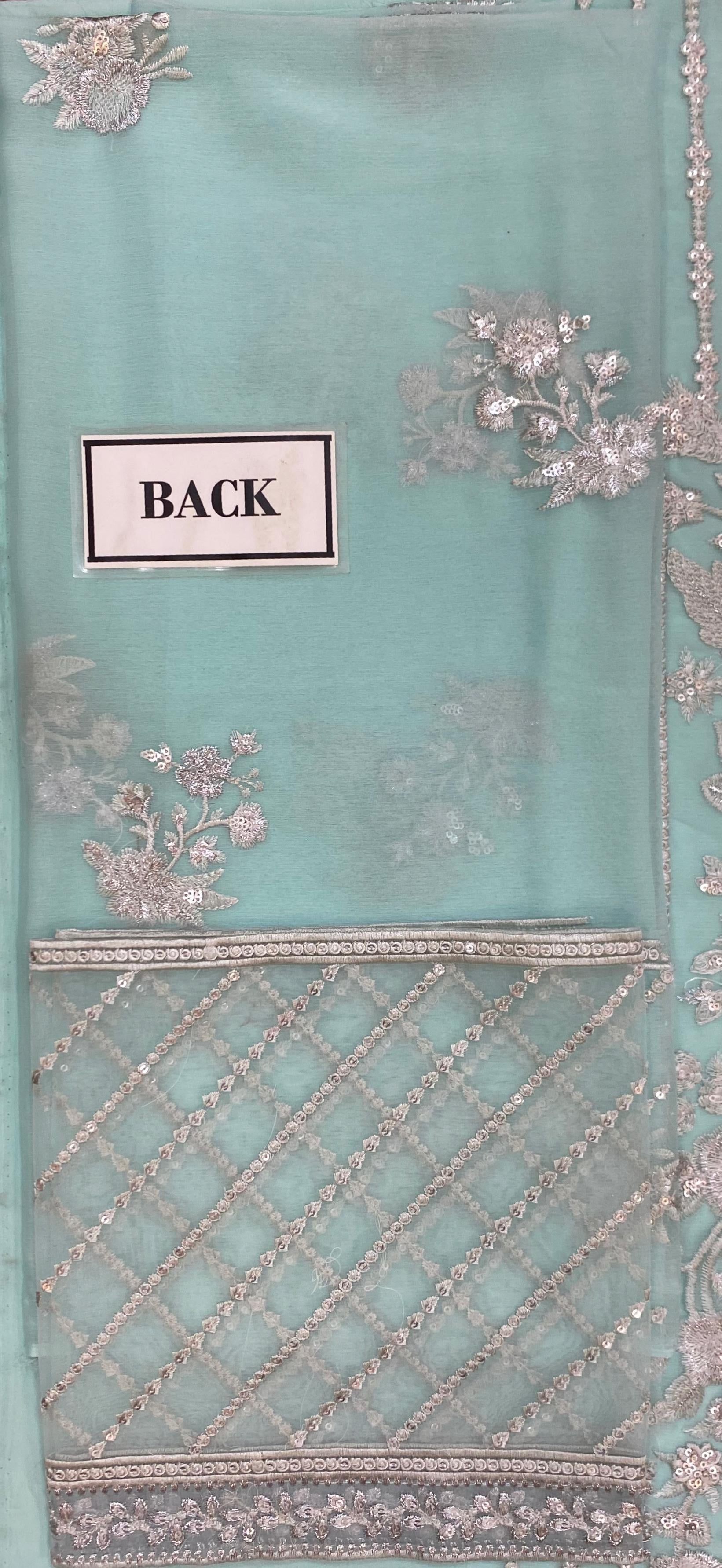 AZURE EMBROIDERED SEMI PURE CHIFFON - 3 PC UNSTITCHED