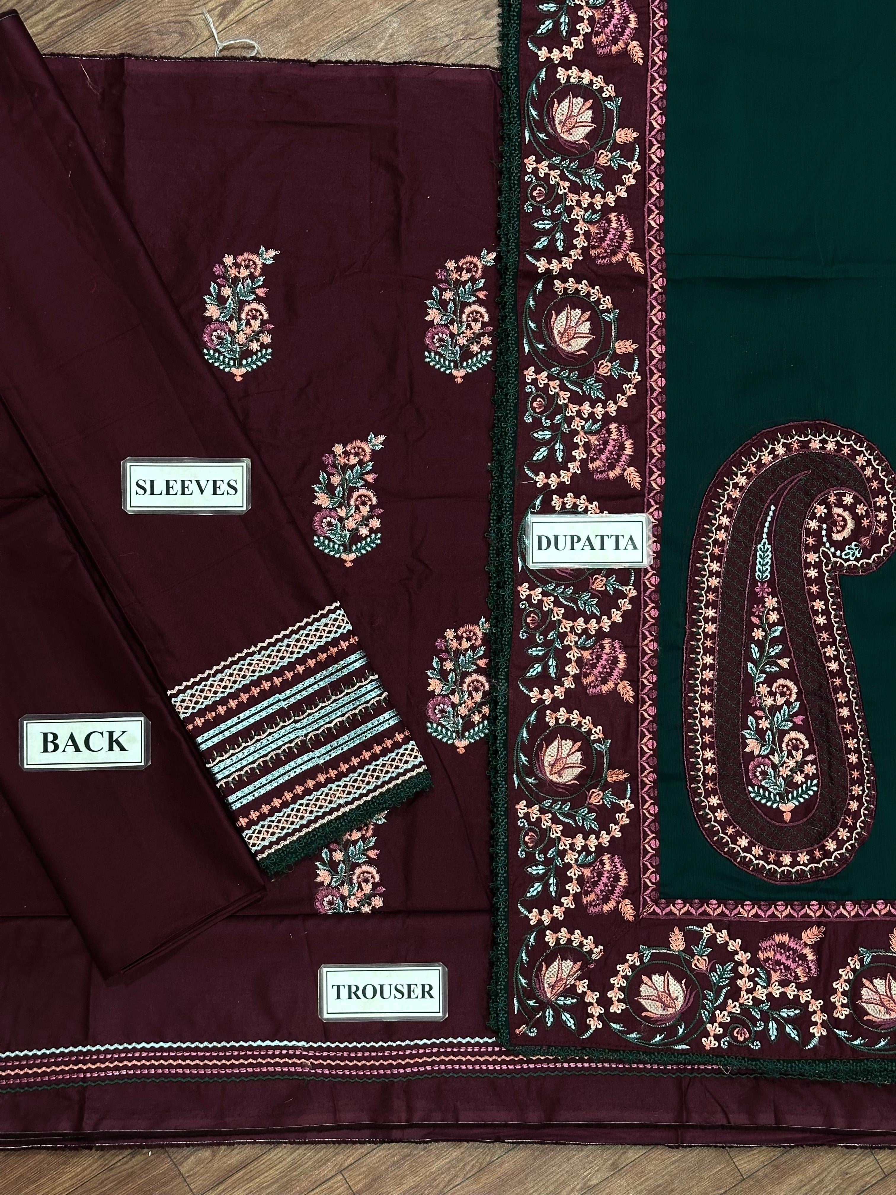 BATIK LUXURY EMBROIDERED COTTON - 3 PC UNSTITCHED