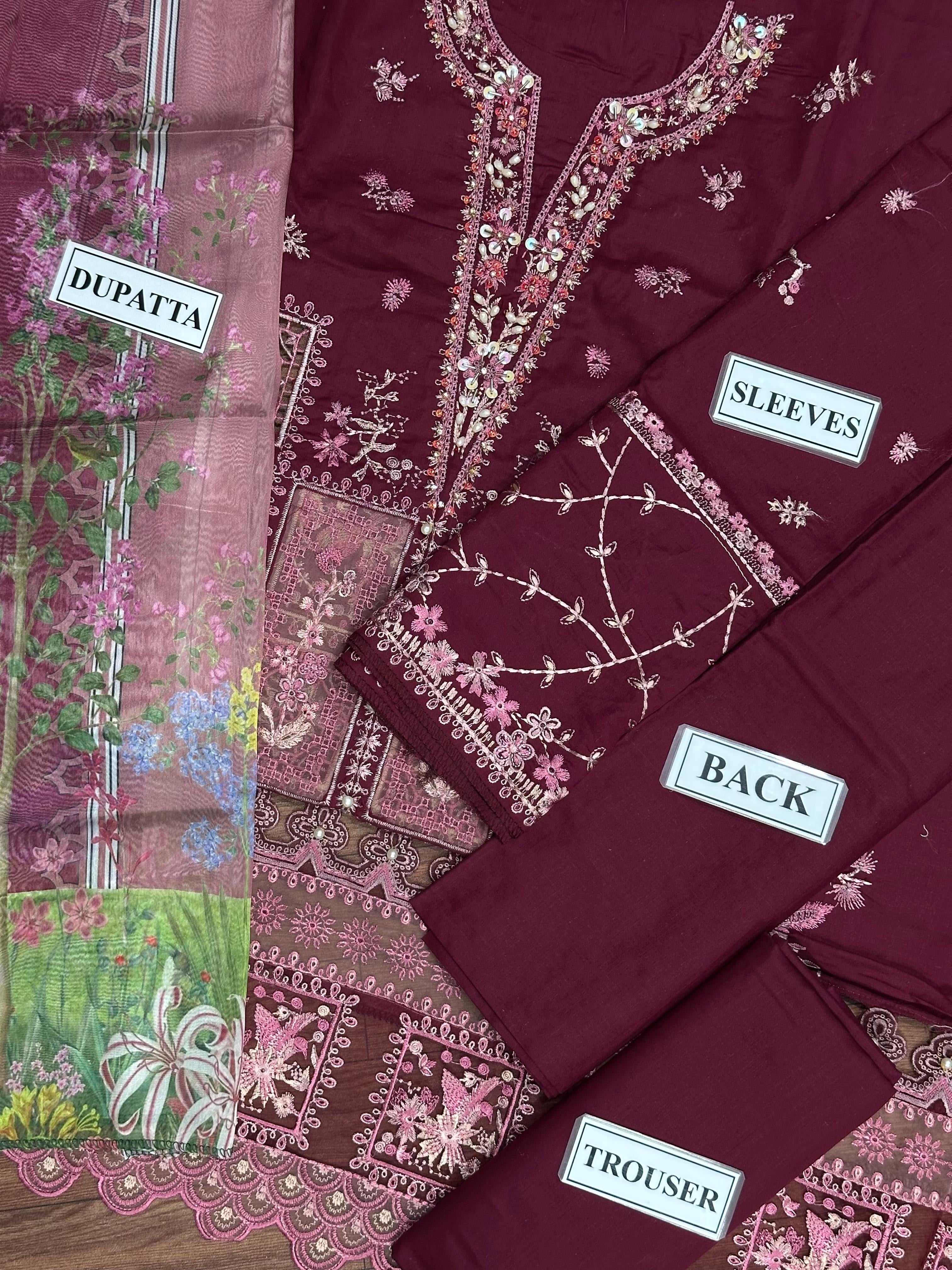 BIN ILYAS EMBROIDERED LAWN - 3 PC UNSTITCHED