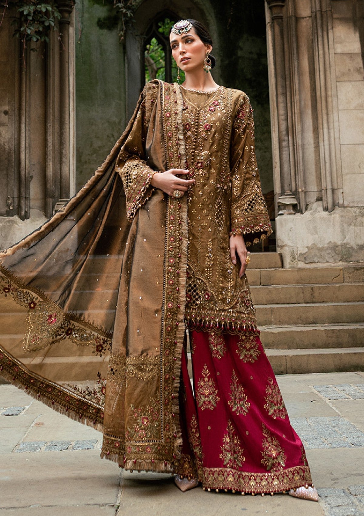 MARIA B WEDDING EMBROIDERED RAW SILK - 3 PC UNSTITCHED