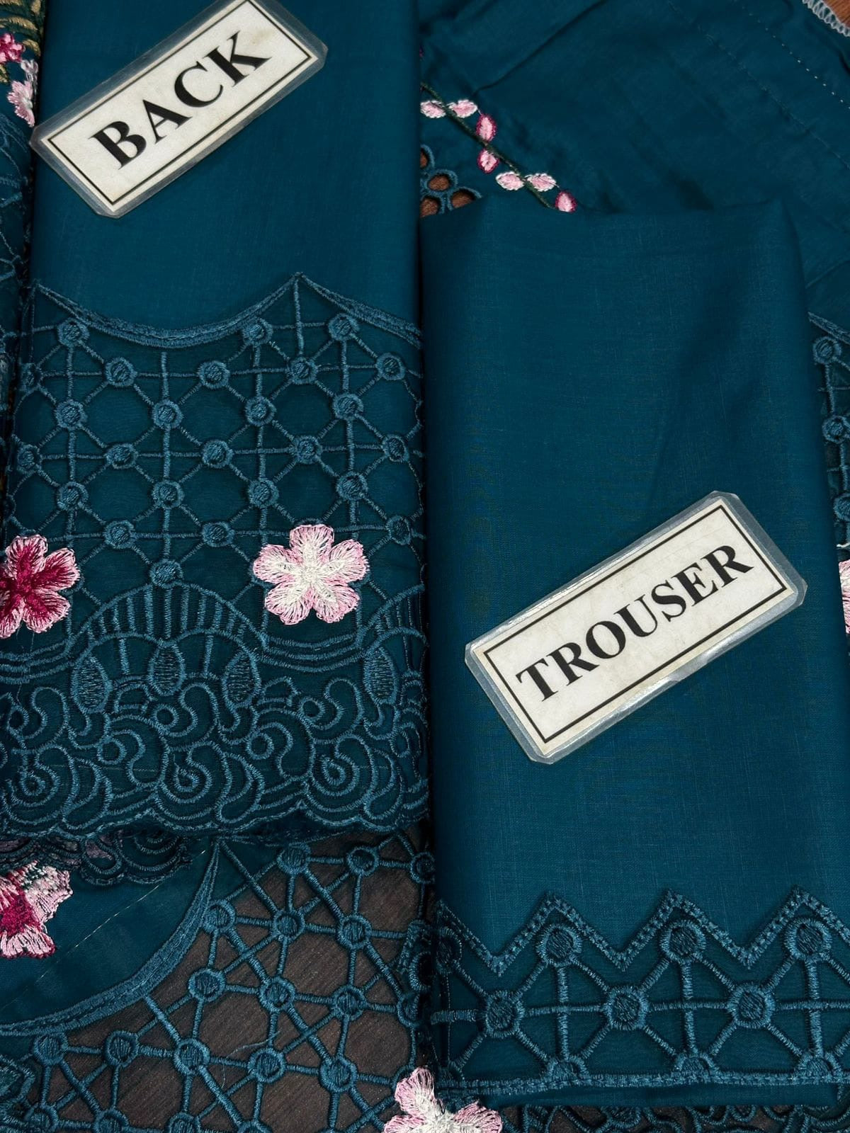 QALAMKAR LUXURY EMBROIDERED CHIKANKARI LAWN - 3 PC UNSTITCHED