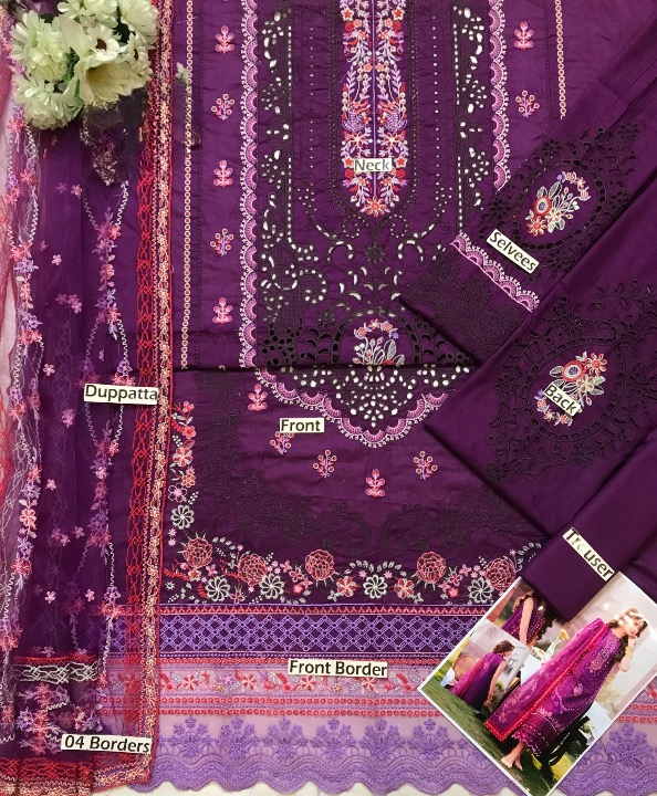 BIN ILYAS CHIKANKARI EMBROIDERED LAWN - 3 PC UNSTITCHED