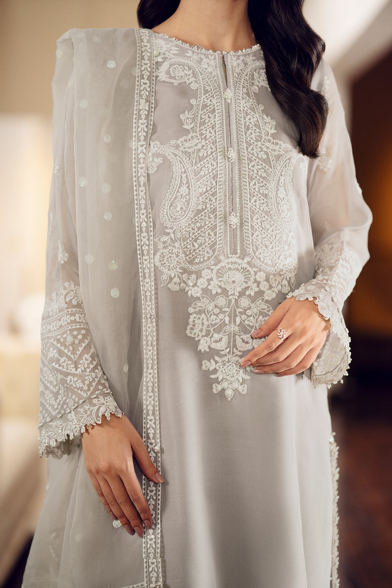 BAROQUE LUXURY EMBROIDERED SEMI PURE CHIFFON - 3 PC UNSTITCHED