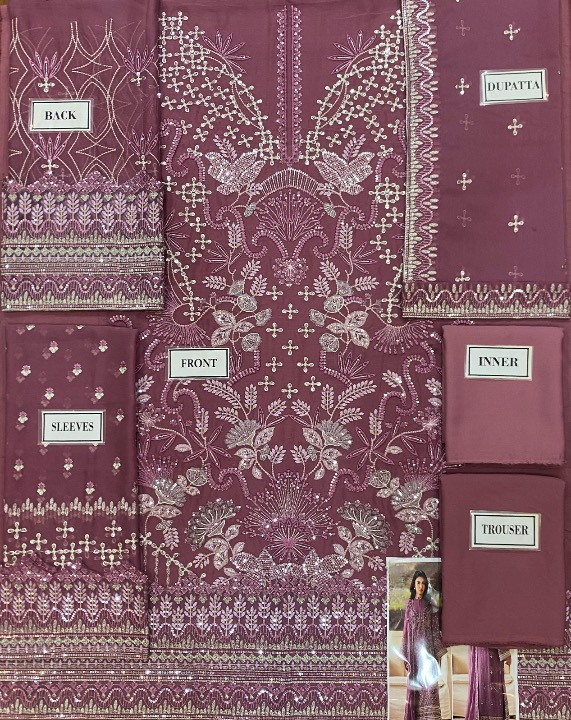 FLOSSIE LUXURY EMBROIDERED CHIFFON - 3 PC UNSTITCHED