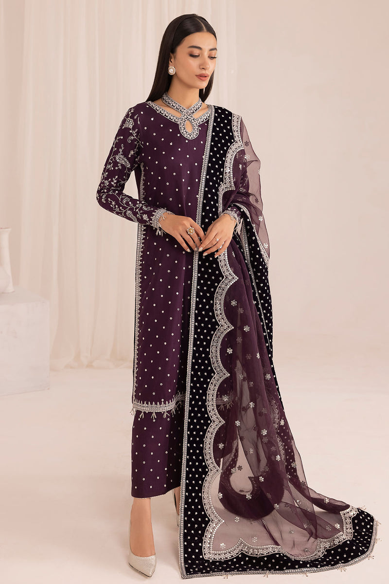 JAZMIN EMBROIDERED RAW SILK FORMALS - 3 PC UNSTITCHED