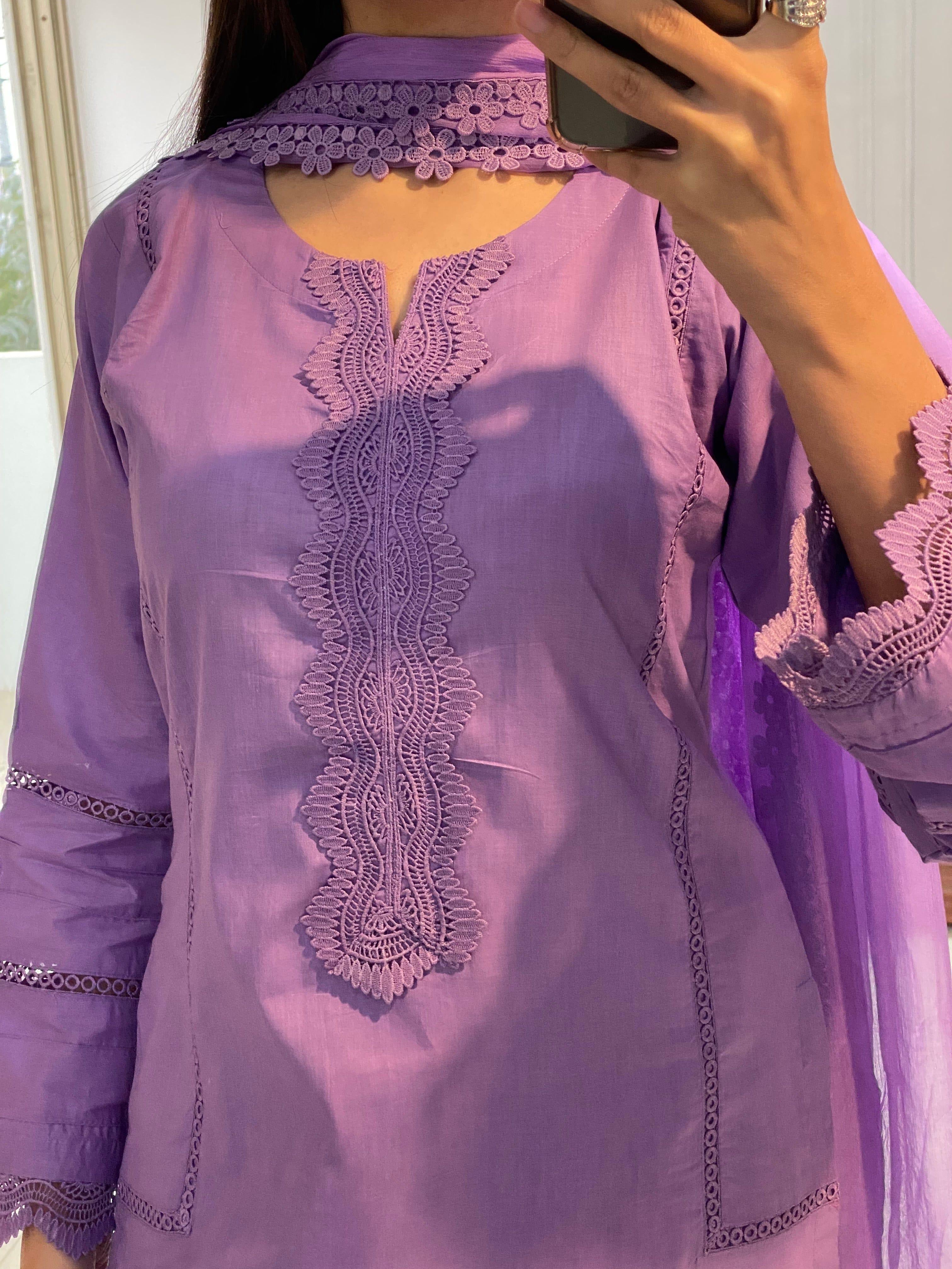 EMBROIDERED COTTON DRESS - 3 PC STITCHED