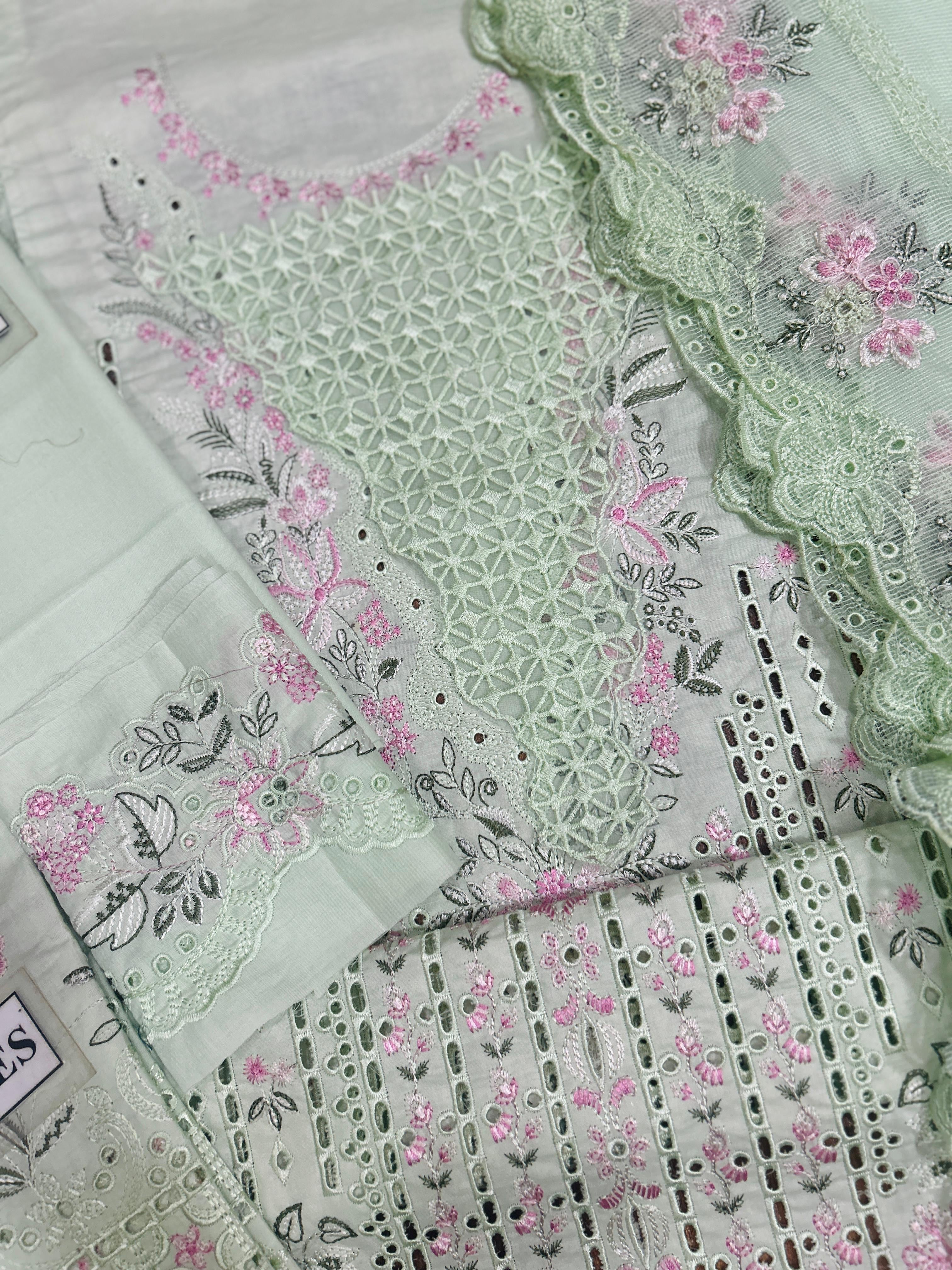 AKBAR ASLAM LUXURY EMBROIDERED CHIKANKARI LAWN - 3 PC UNSTITCHED