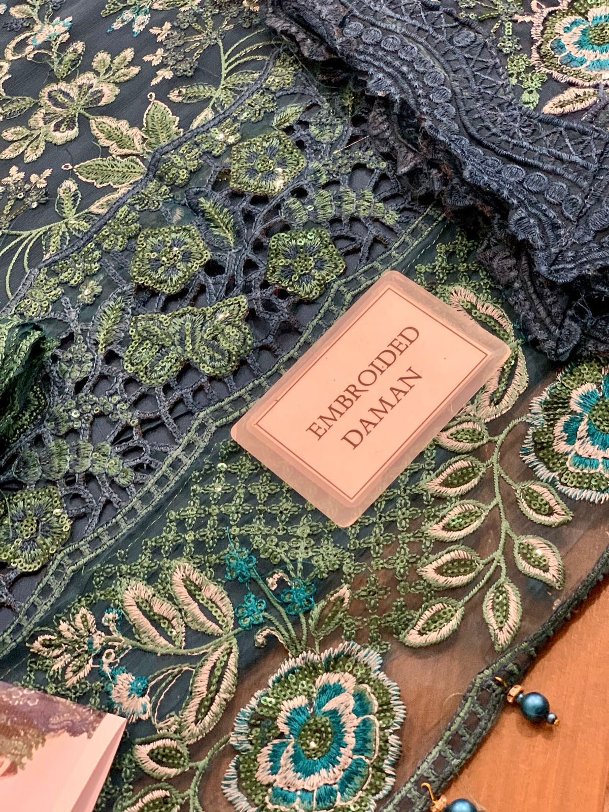 MARIA B EMBROIDERED CHIFFON HAND EMBELLISHED - 3 PC UNSTITCHED