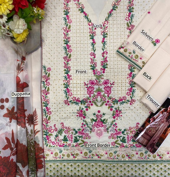 MAHNUR EMBROIDERED CHIKANKARI LAWN - 3 PC UNSTITCHED