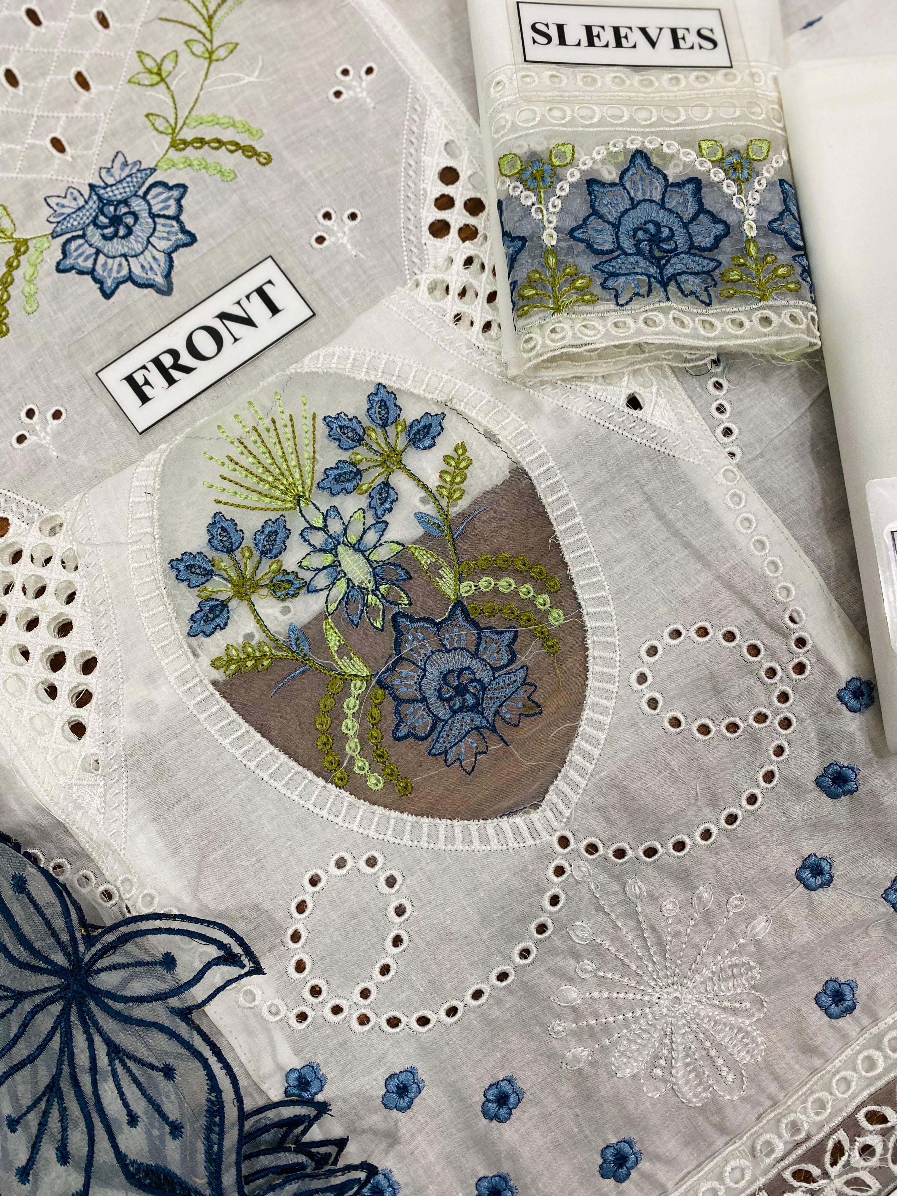 JAZMIN LUXURY CHIKANKARI EMBROIDERED LAWN - 3 PC UNSTITCHED