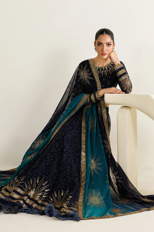 JAZMIN EMBROIDERED DIGITAL PRINTED CHIFFON FROK - 3 PC UNSTITCHED