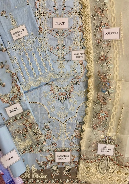 QALAMKAR CHIKANKARI EMBROIDERED LAWN - 3 PC UNSTITCHED