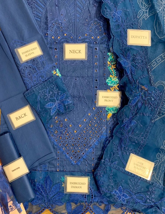MARIA B CHIKANKARI EMBROIDERED LAWN - 3 PC UNSTITCHED