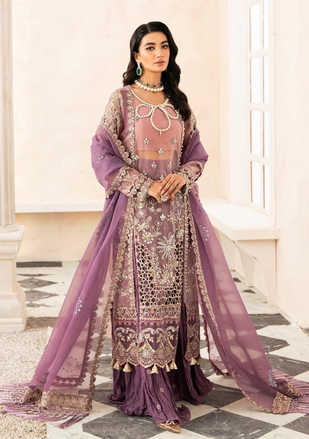 ELAF LUXURY EMBROIDERED ORGANZA HANDWORK - 3 PC UNSTITCHED