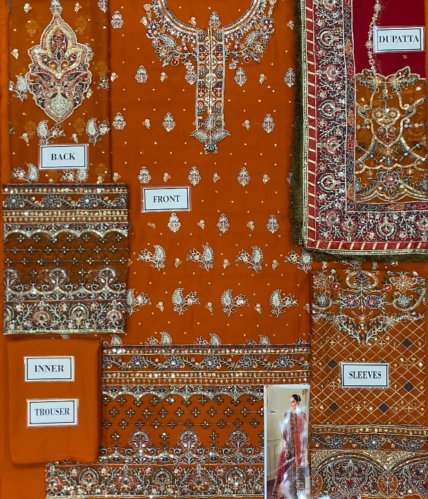 BAROQUE LUXURY EMBROIDERED CHIFFON - 3 PC UNSTITCHED SUIT